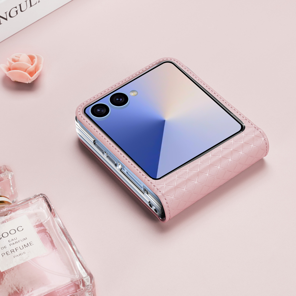 Чехол розового цвета из искусственной кожи от Dux Ducis для Samsung Galaxy Flip 7, серия Bril Series Case