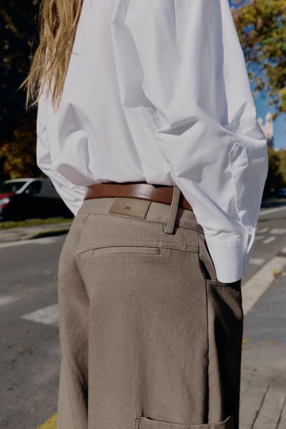 ZARA БРЮКИ КАРГО GLOBO, СЕРО-КОРИЧНЕВЫЙ