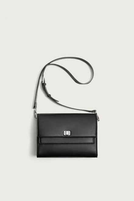 ZARA СУМКА С ДВУМЯ КЛАПАНАМИ, ЧЕРНЫЙ