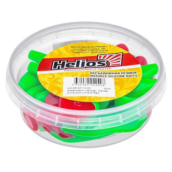 Виброхвост несъедоб. Zander 4&#39;/10,2см Lime &amp; Red 20шт. (HS-36-021-N-20) Helios