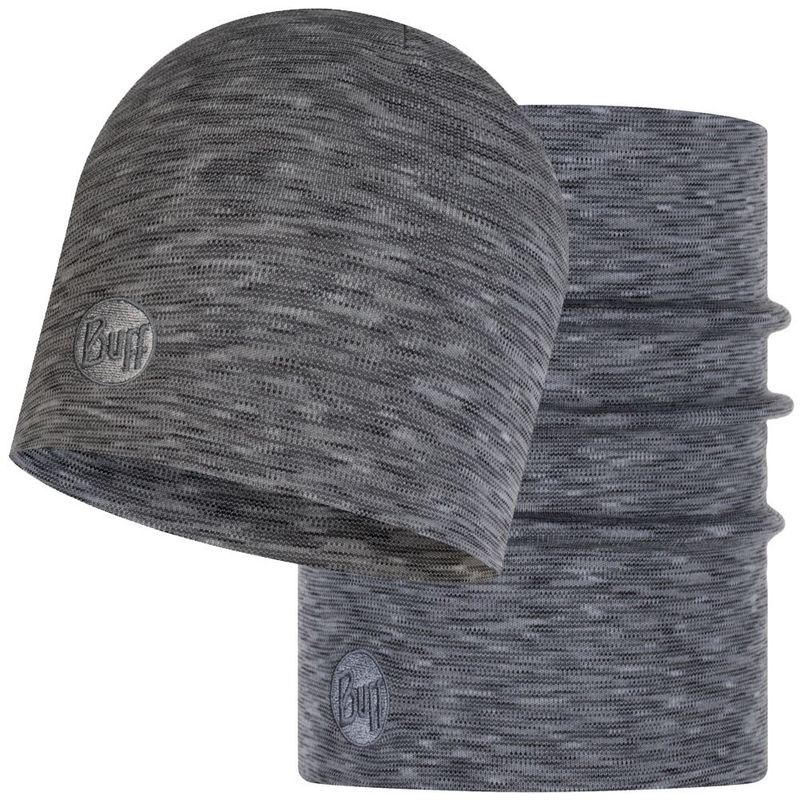 Комплект шапка шарф из шерсти Buff 	Fog Grey Multi Stripes Фото 1