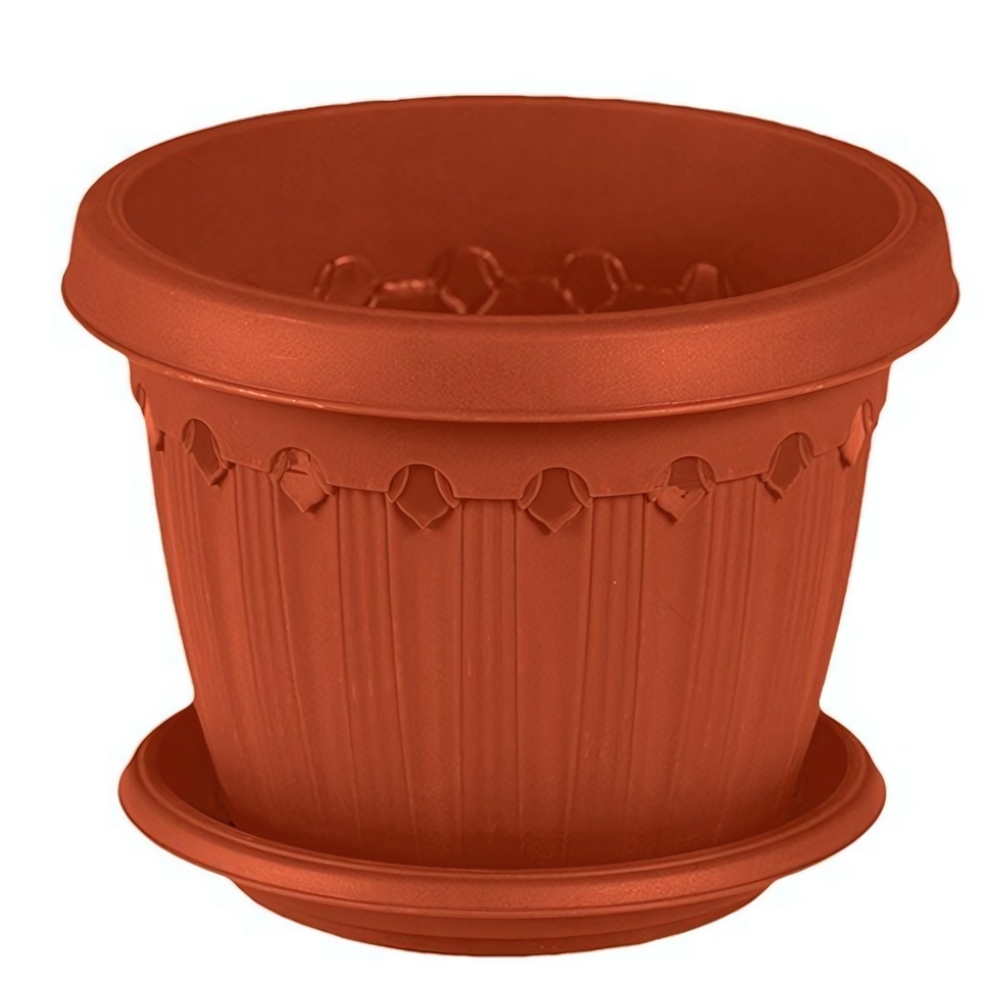 Кашпо "Флавия" 5 л с поддоном цвет терракотовый
