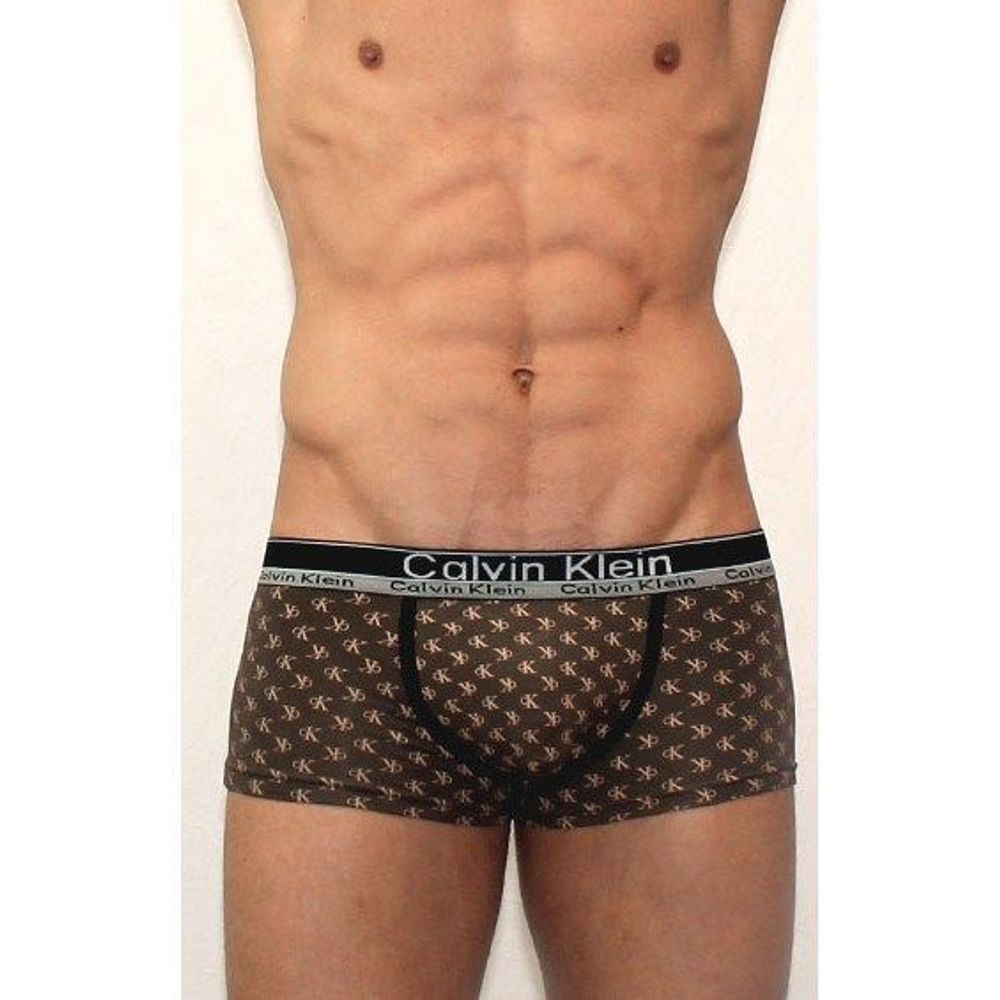 Мужские трусы боксеры корчневые с буквами Calvin Klein Brown Boxer