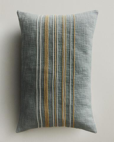 Zara Home наволочка декоративная из хлопка, бирюзовый, в полоску, 40x60 см