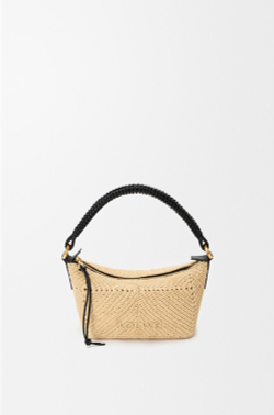 Loewe Мини-сумка Cala из телячьей кожи и рафии, натуральный/черный