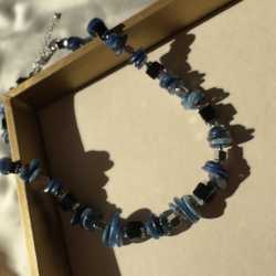 Чокер "Голубая сталь" с кианитом