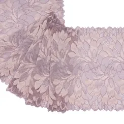 Кружево эластичное лавандово-серое/пудра 24 см, Китай