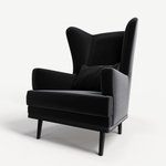 Мягкое кресло с ушами Фантазёр Z-16 (Черный 37) на высоких ножках, для отдыха и чтения книг. В гостиную, балкон, спальню и переговорную комнату.