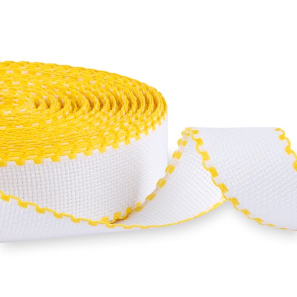 Канва Aida 14 ct, 35 мм / 25 метров, 100% хлопок, белый/желтый, Gamma KT- 35