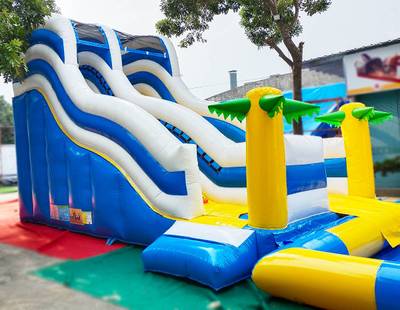 Коммерческий надувной батут с бассейном «Пляжный оазис», 13*5*6 м