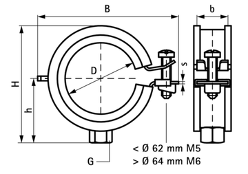 Хомут Walraven KSB1 для труб 2" (59-62 мм), M8, вкладыш из EPDM (арт. 3363062)