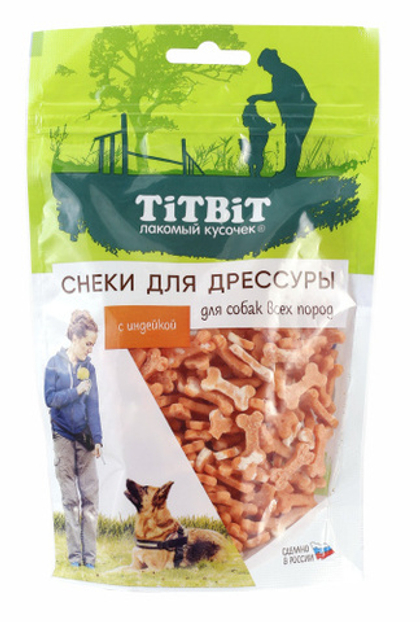 TITBIT Лакомство для собак Снеки для дрессировки с индейкой, 100 г