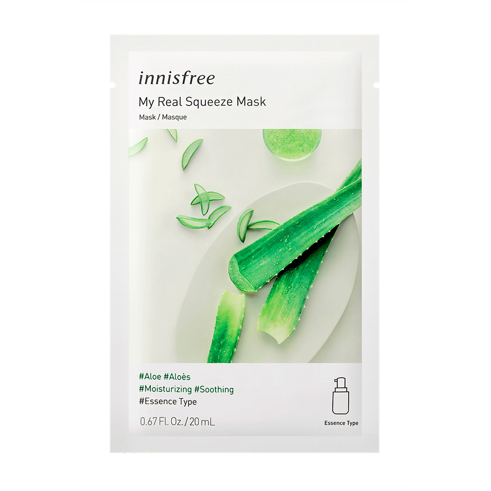 Маска для лица Innisfree My Real Squeeze Mask EX Aloe тканевая на основе эссенции алоэ 20 мл