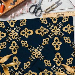 Ткань ниагара золотой Милитари на синем