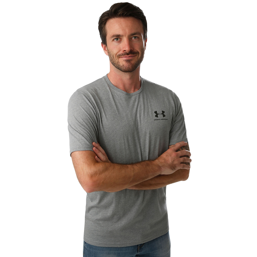 Мужское теннисное поло Under Armour Sportstyle Left Chest T-Shirt Men - Grey, Black