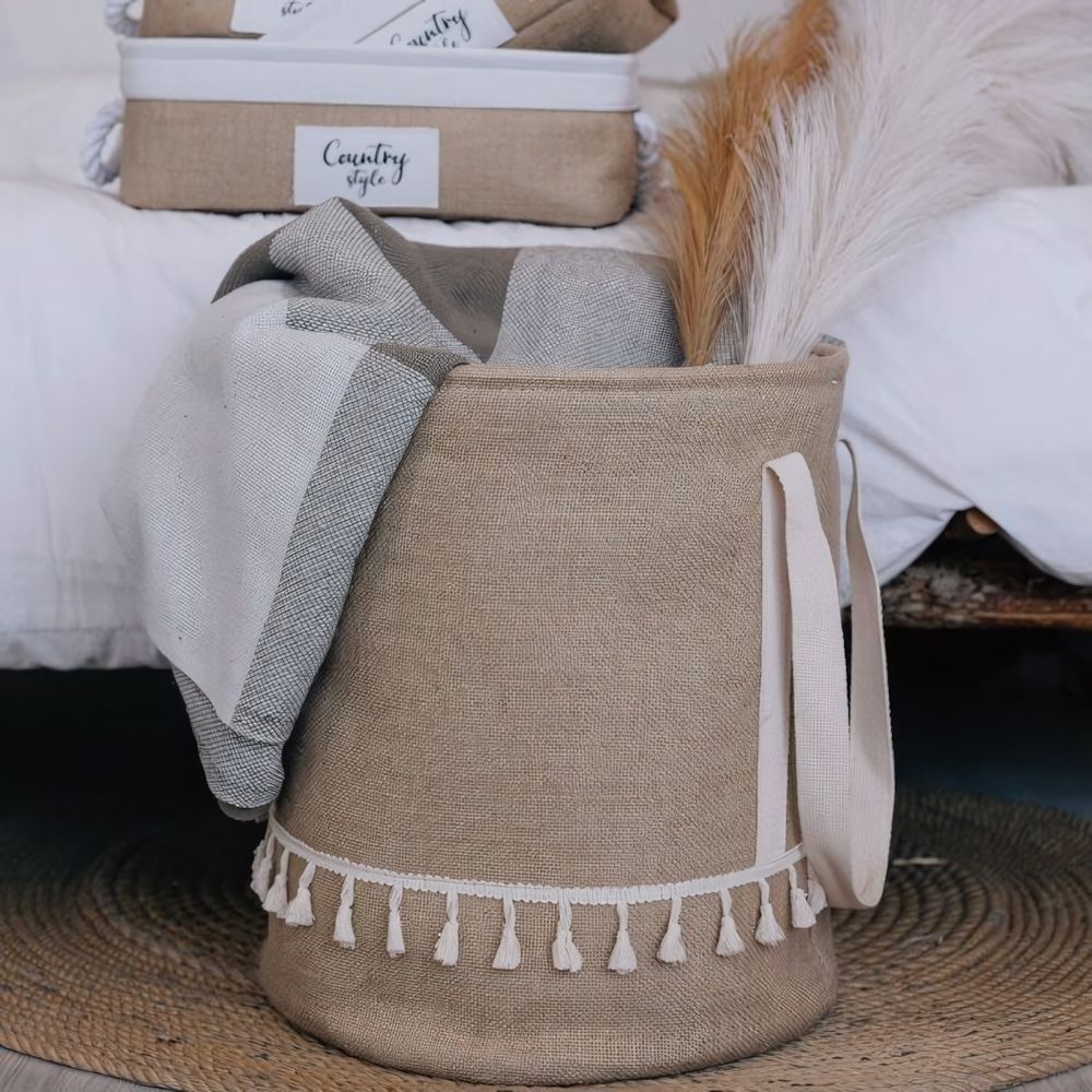 Корзина бельевая с ручками &quot;Кантри&quot;, Д350 Ш350 В420, бежевый