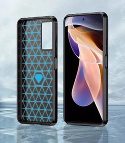 Мягкий чехол в стиле карбон для Xiaomi Poco X4 NFC 5G, серии Carbon от Caseport