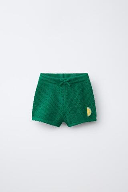 ZARA Х CASA LAWA ТРИКОТАЖНЫЕ ШОРТЫ, ЗЕЛЕНЫЙ
