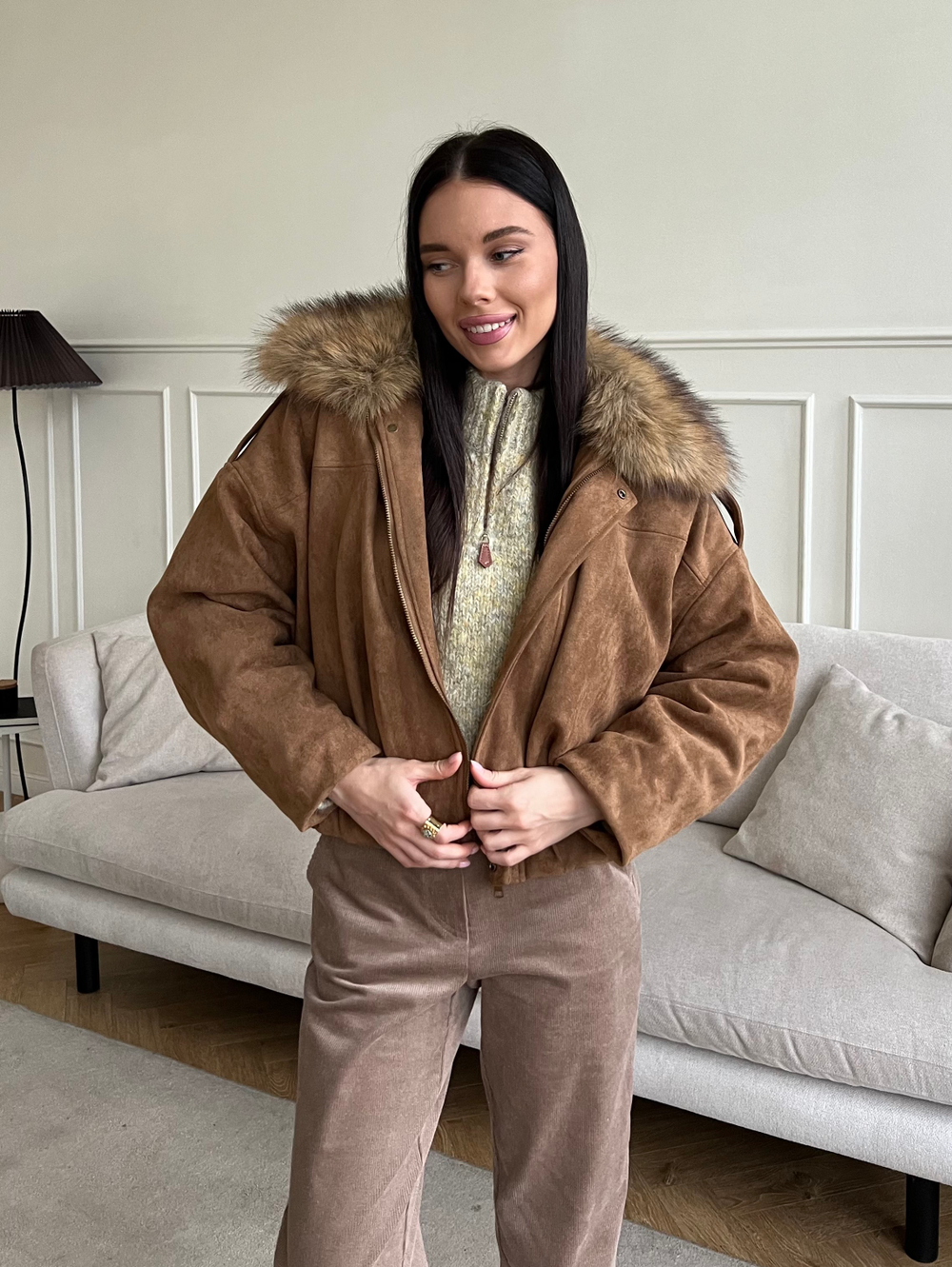 Парка замшевая карамель