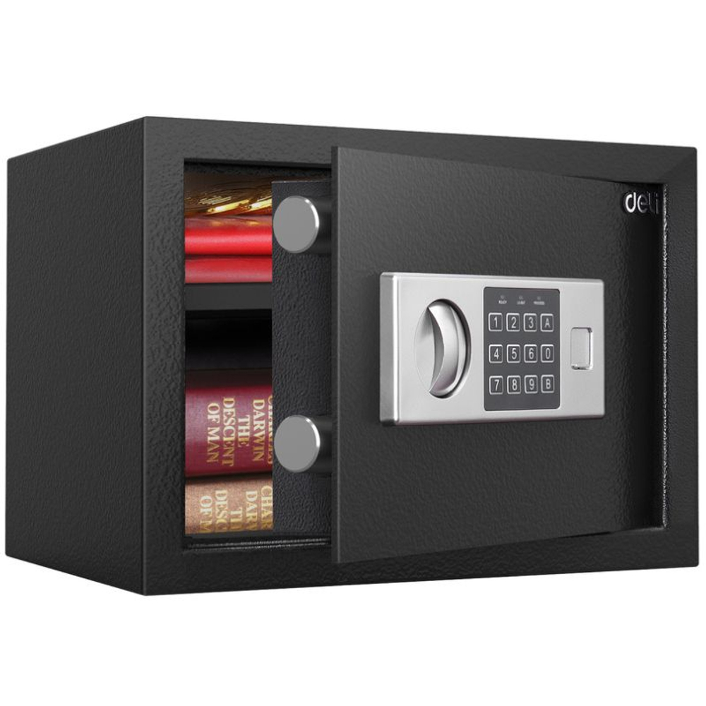 Сейф DELI "ET521" электронный замок + ключ, 350х250х250 мм, 5,7 кг, черный