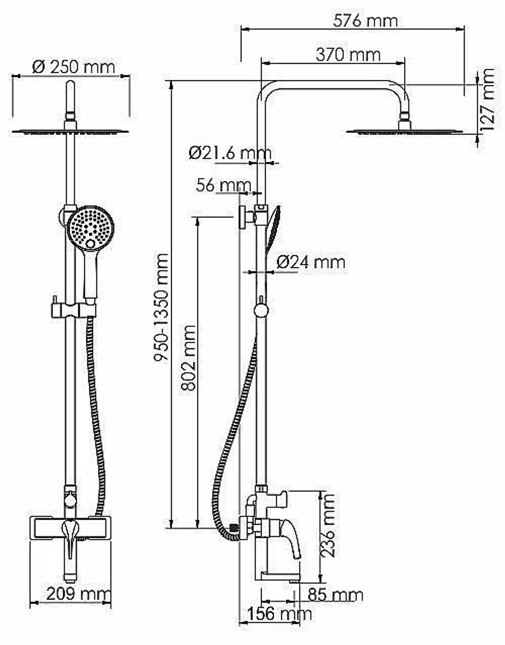 Душевая система WasserKRAFT Sauer 7100 A17101