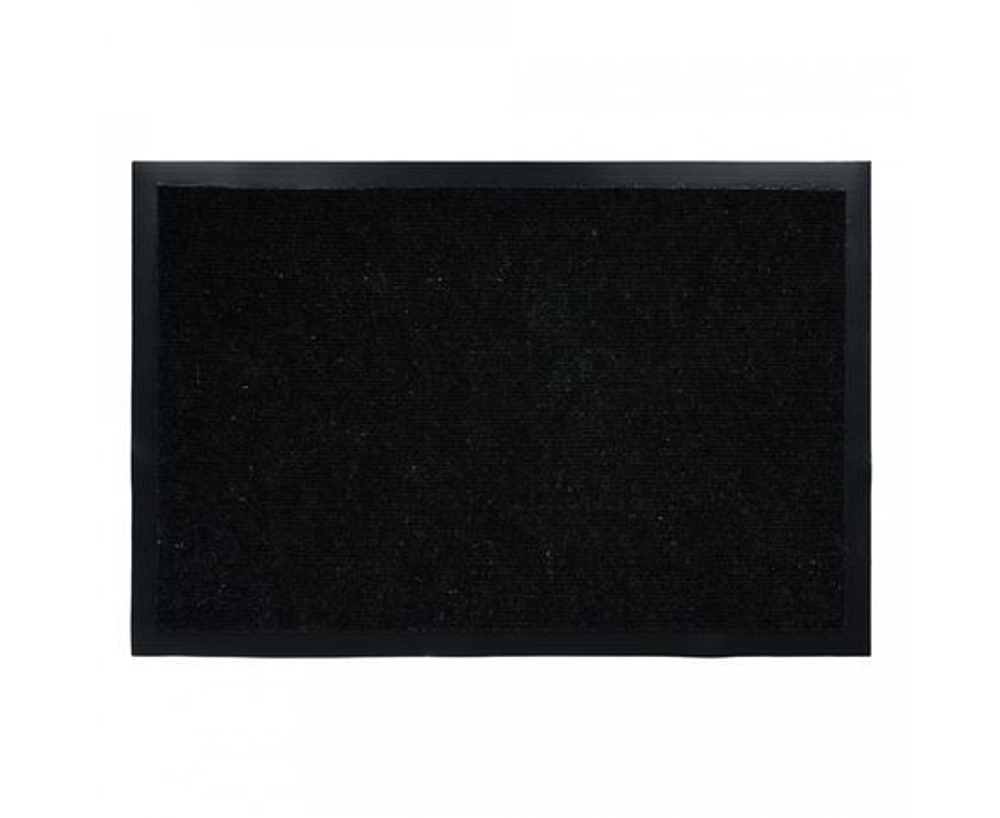 Коврик придверный влаговпитывающий ребристый 50х80см высота ворса 0,5см черный полиэстер подложка ПВХ 24193 TRIP VORTEX