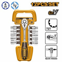 Набор головок 3/8" с трещоткой 12 шт. INGCO HKTS38122 INDUSTRIAL