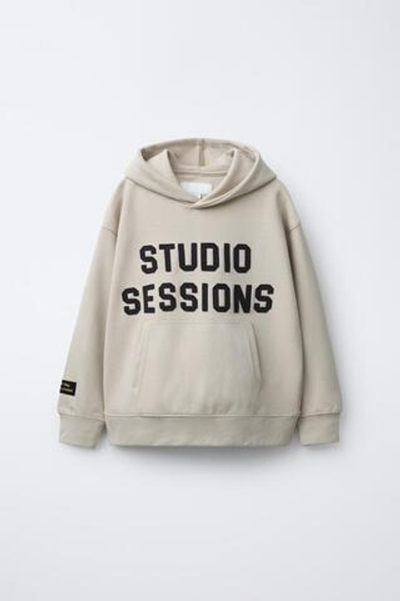 ZARA ХУДИ В СТИЛЕ ПРЕППИ ИЗ ТКАНИ ИНТЕРЛОК, ЭКРЮ