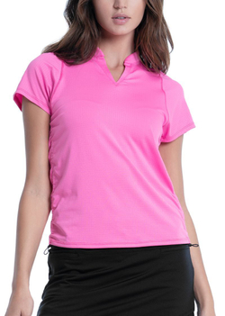 Женская теннисная футболка Lucky in Love Prep It Up Ruche Me Along Short Sleeve - Pink