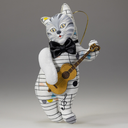 Ёлочная игрушка Кот-музыкант с гитарой