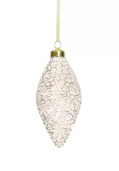 Набор стеклянных украшений Рождественский 80 мм., 9 шт., шар, капля, луковка, белый с кракелюром, Christmas DeLuxe (13049)