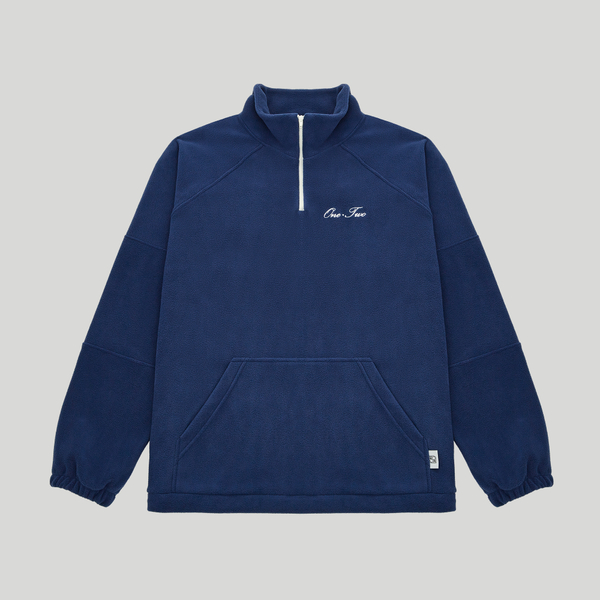 Drawstring Half-Zipped Sweatshirt Navy Smoke