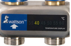 Коллекторная группа 1"х3/4" на 4 контура WATTSON с термостатическими и настроечными клапанами, нержавеющая сталь