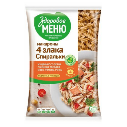 Макароны Здоровое меню Спиральки 4 злака 400 гр