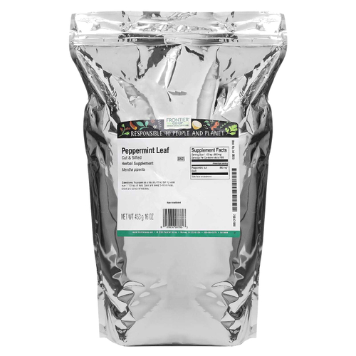 Frontier Co-op, Нарезанный и просеянный лист перечной мяты, 453 г (16 унций)
