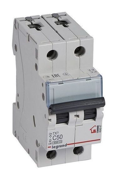 Автомат LEGRAND TX3 2П 50А-С 6кА 25360