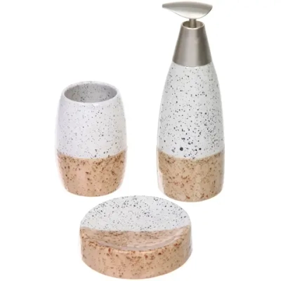 Набор для ванной из 3-х предметов керамический «Луиза» бежевый