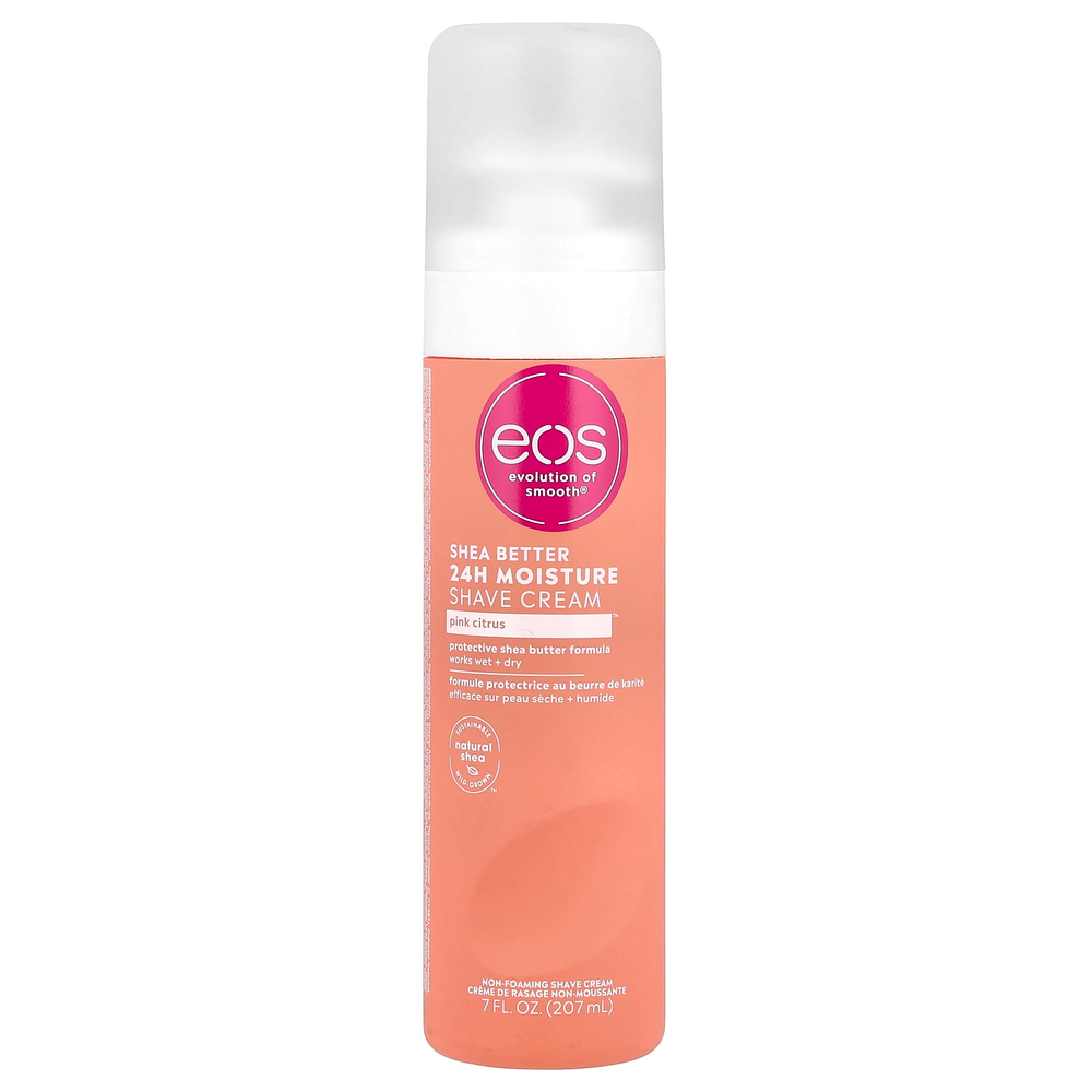 EOS, Shea Better ™, увлажняющий крем для бритья на 24 часа, розовый цитрус, 207 мл (7 жидк. Унций)