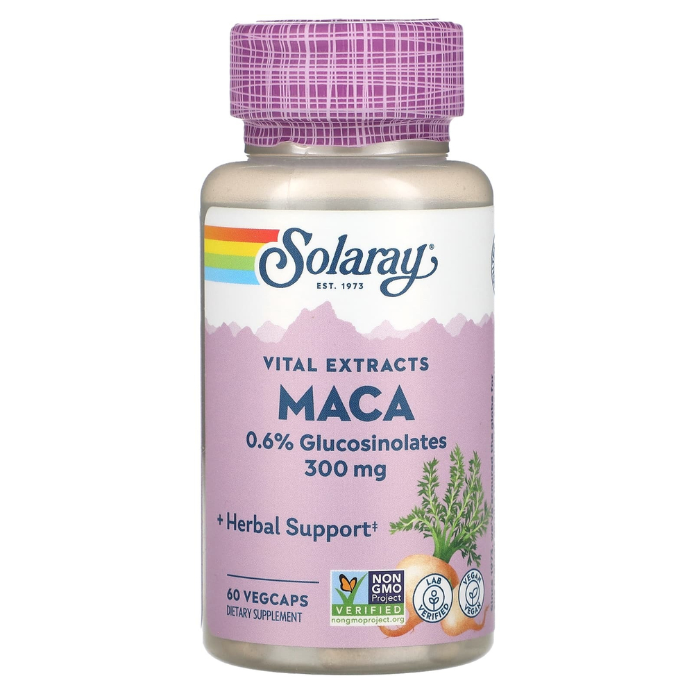 Solaray, Vital Extracts, мака, 60 растительных капсул