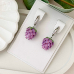 LEFIREL' Серьги серебряные женские "Клевер" с цветами из муранского стекла / ювелирные украшения из родированного серебра 925