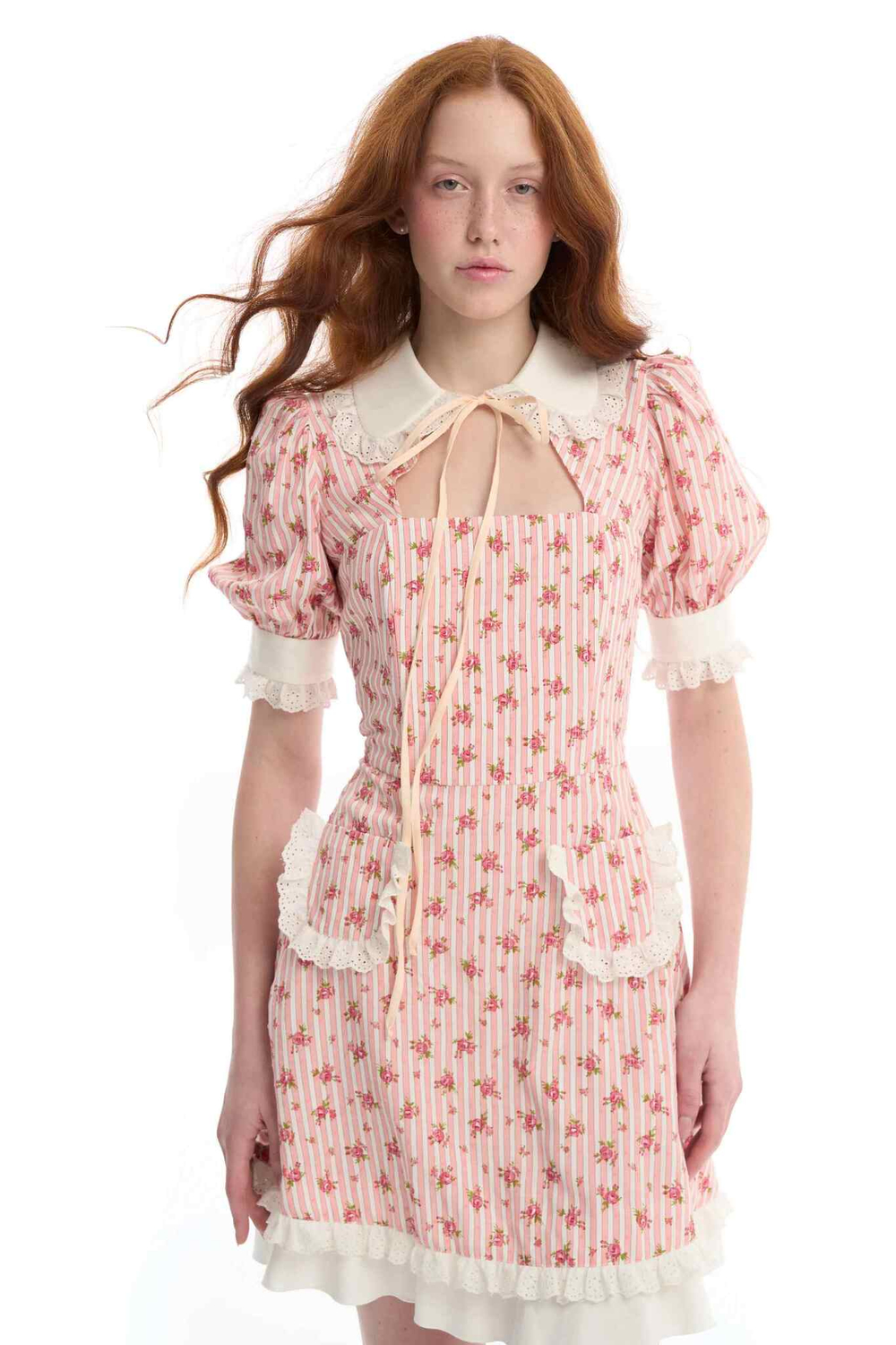 Платье-мини корсетное с накладными карманами