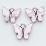 Подвеска Бабочка, цвет розовый+серебро, размер 12*13 мм, цена за 1 шт