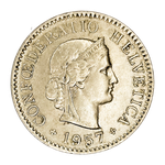 Switzerland, 5 Rappen, 1957 – Libertas Series, XF