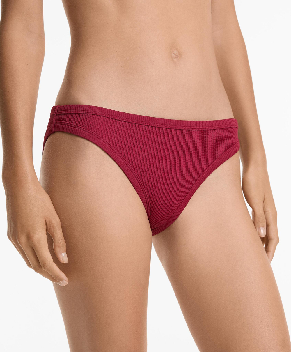 OYSHO Классические плавки бикини в рубчик, малиновый