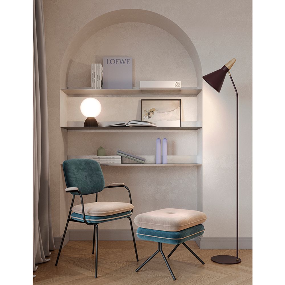 Пуф Pea, велюр, бежевый/сине-зеленый