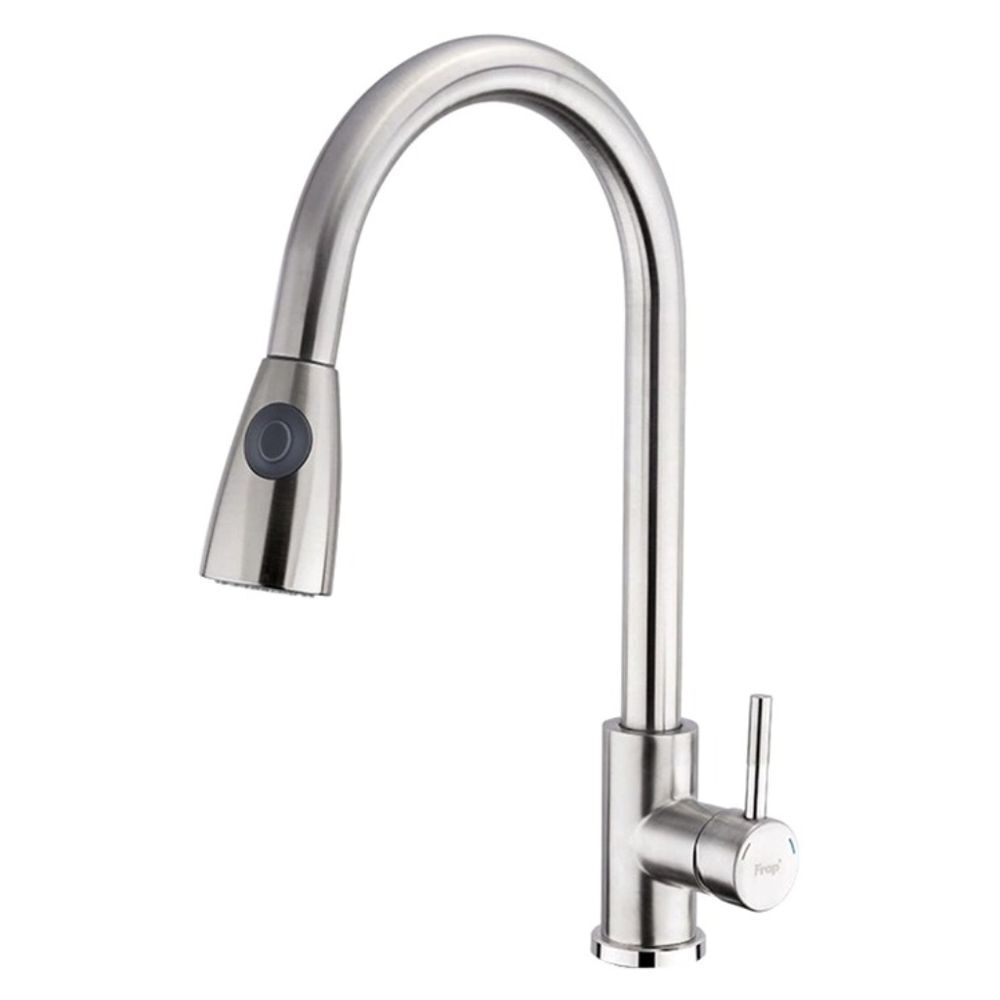 Смеситель для кухни, Frap, выдвиж излив, с картриджем, нерж, F60899-1
