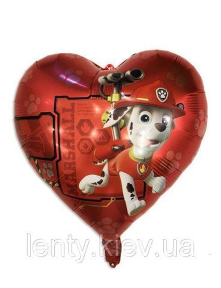 К 18" Сердце Щенячий патруль Маршал красное