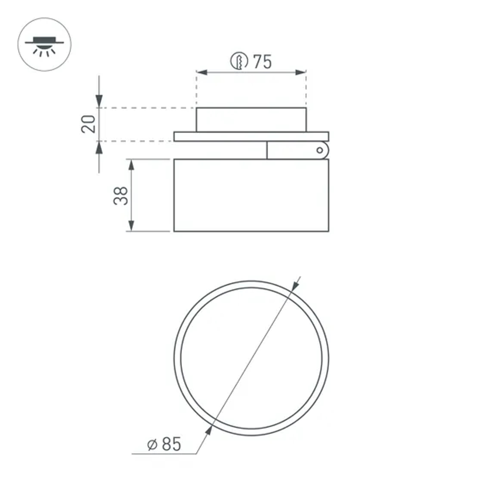 Светильник LGD-POT-BUILT-R85-12W Day4000 (BK, 100 deg, 230V) (Arlight, IP44 Металл, 5 лет) 045783