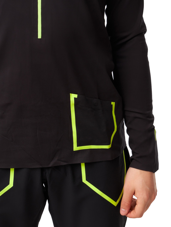 ЛОНГСЛИВ УТЕПЛЕННЫЙ МУЖСКОЙ 3/4 ZIP BRUSH | BLACK YELLOW