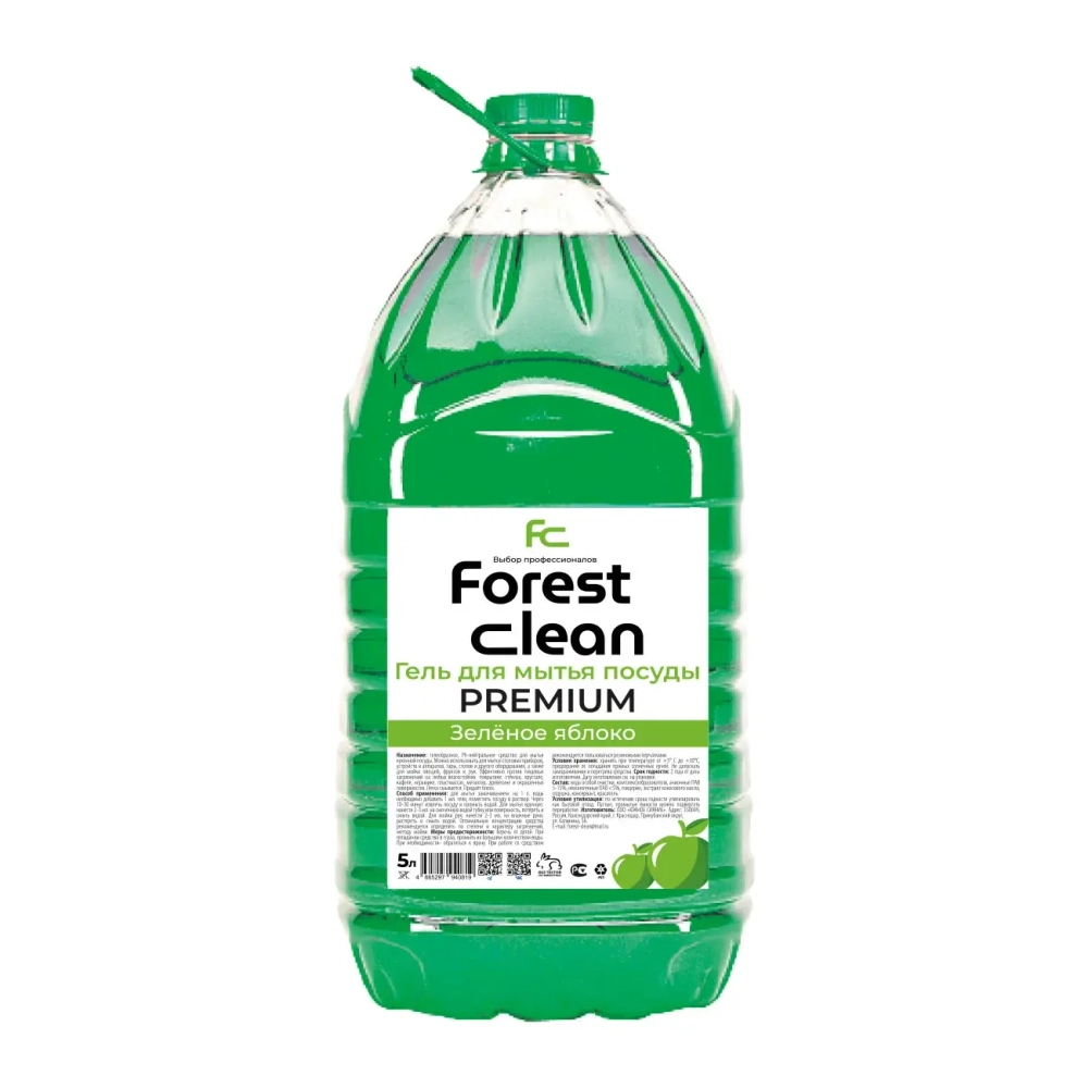 Гель для мытья посуды  "Зеленое яблоко" 5л Forest clean 312